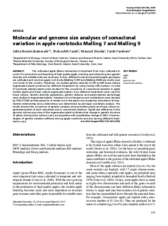 (PDF) Molecular and genome size analyses of somaclonal variation in ...