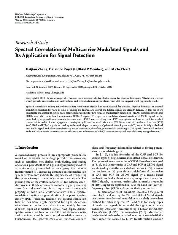 (PDF) Spectral Correlation of Multicarrier Modulated Signals and Its ...