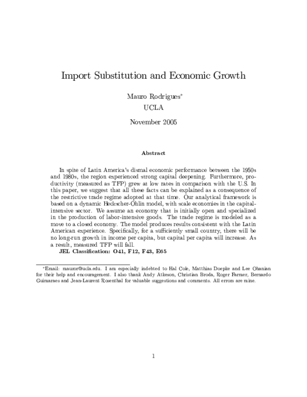 (PDF) Import substitution and economic growth
