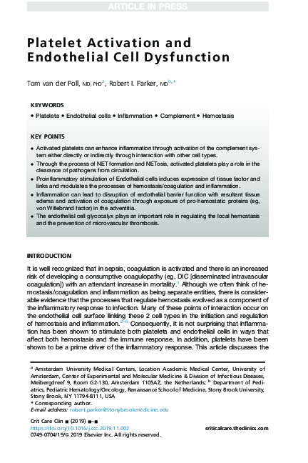 (PDF) Platelet activation and endothelial cell dysfunction in sickle ...