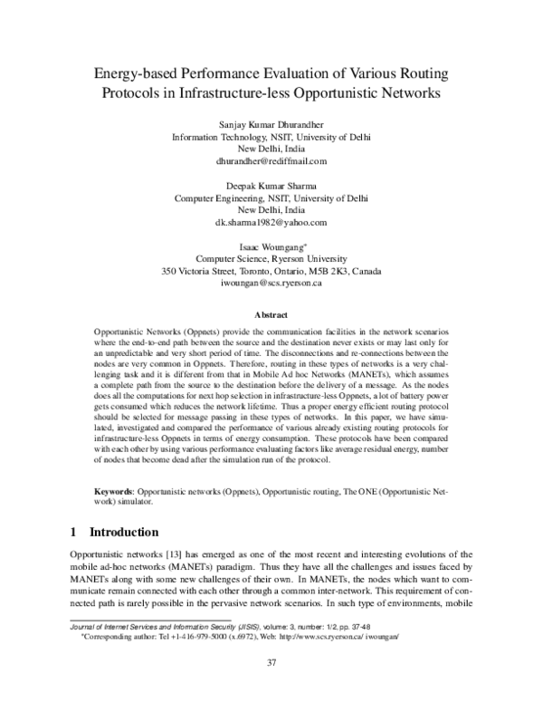 (PDF) Performance evaluation of various routing protocols in ...