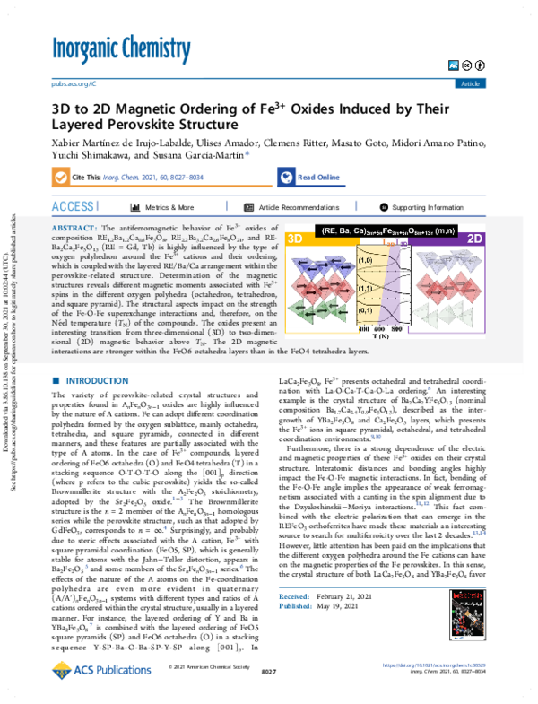 (PDF) 3D to 2D Magnetic Ordering of Fe3+ Oxides Induced by Their ...