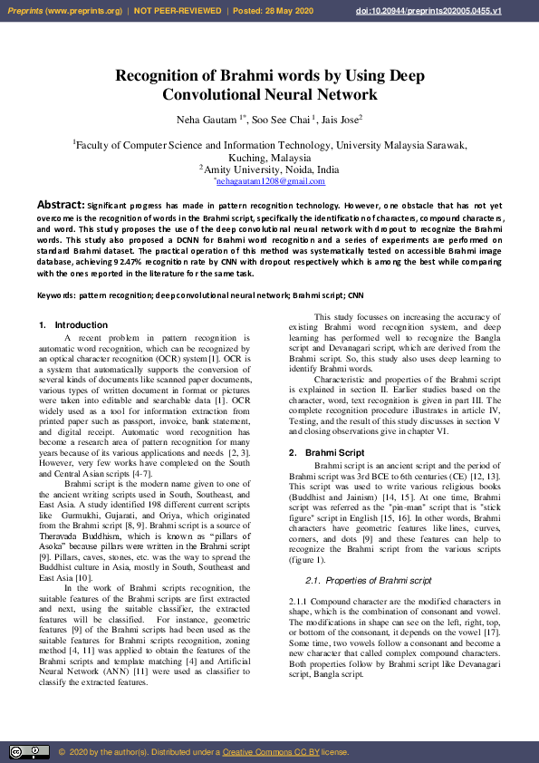 (PDF) Recognition of Brahmi Words by Using Deep Convolutional Neural ...