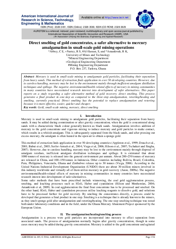 (PDF) Direct smelting of gold concentrates, a safer alternative to