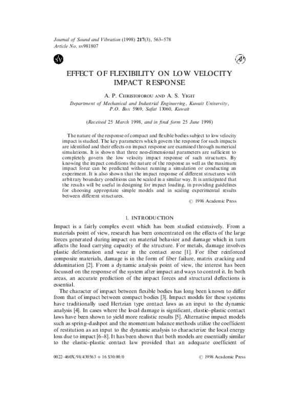 (PDF) Effect of Flexibility on Low Velocity Impact Response