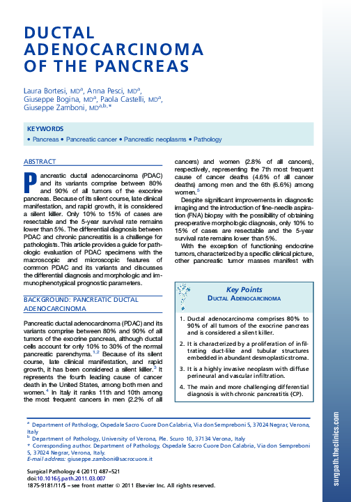 (PDF) Ductal Adenocarcinoma of the Pancreas