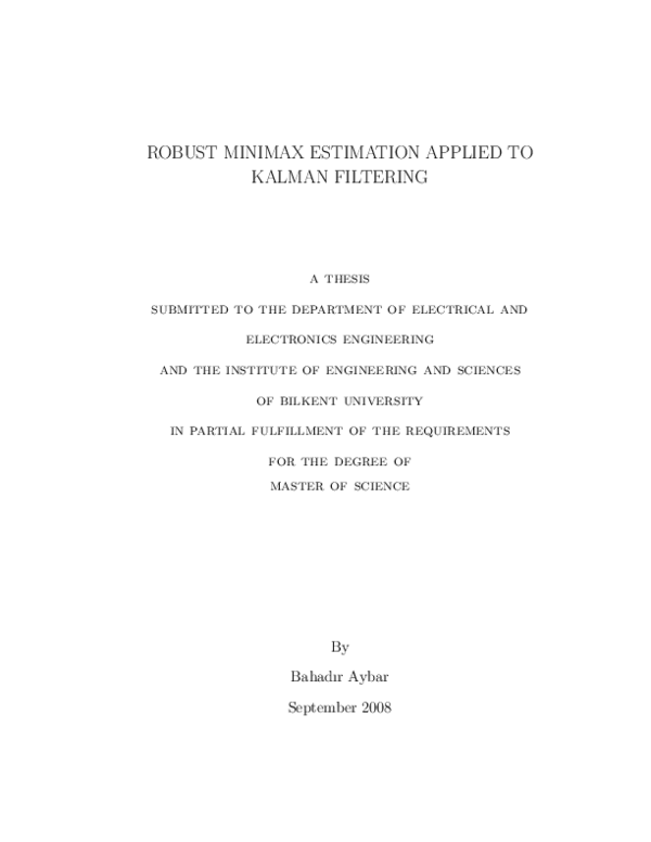 (PDF) Robust minimax estimation applied to kalman filtering
