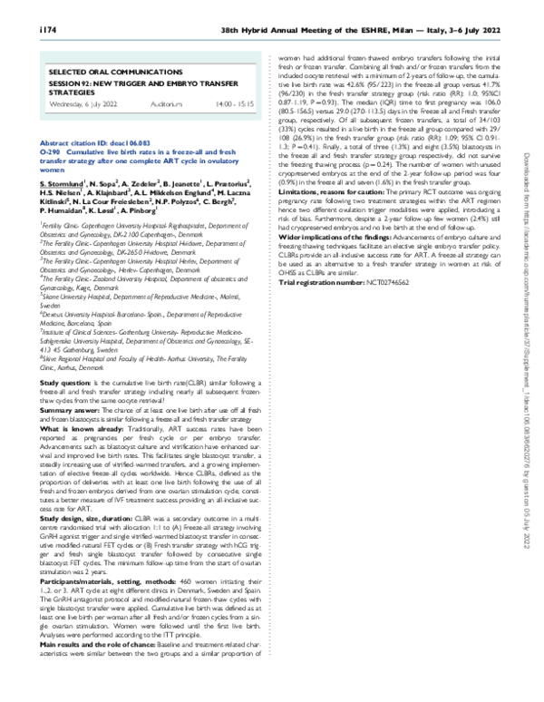 (PDF) O-290 Cumulative live birth rates in a freeze-all and fresh ...