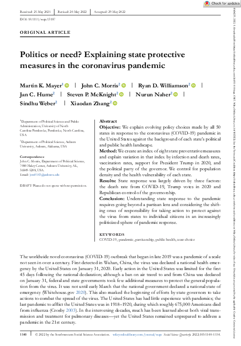 (PDF) Politics or need? Explaining state protective measures in the ...