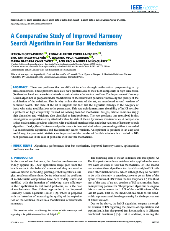 (PDF) A Comparative Study of Improved Harmony Search Algorithm in Four ...