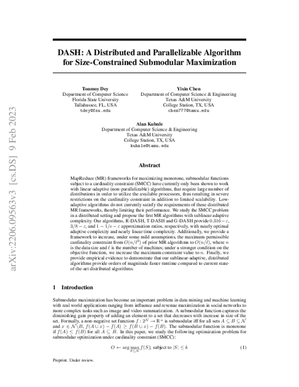 (PDF) DASH: A Distributed and Parallelizable Algorithm for Size ...