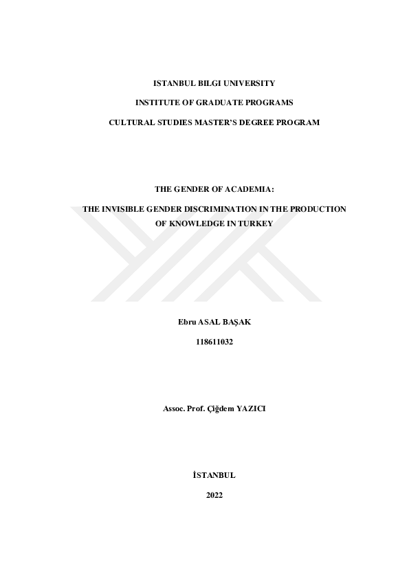 The Gender of Academia: The Invisible Gender Discrimination in the Production of Knowledge in Turkey