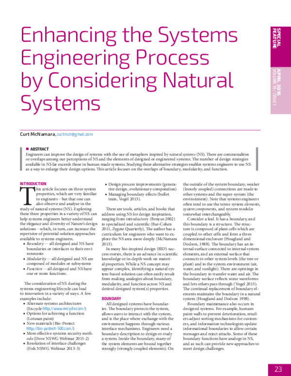 (PDF) Enhancing the Systems Engineering Process by Considering Natural ...