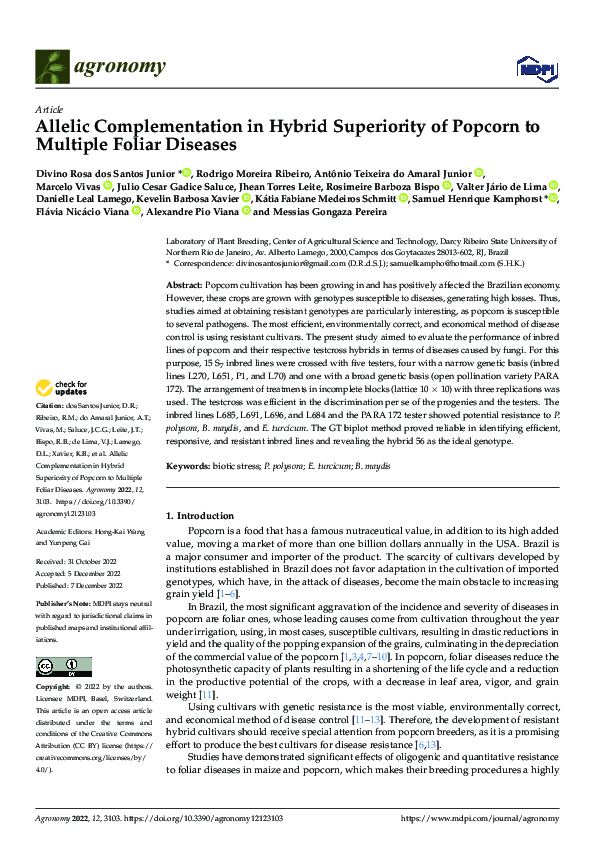 (PDF) Allelic Complementation in Hybrid Superiority of Popcorn to ...