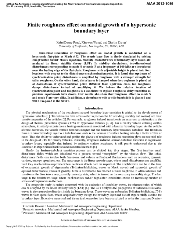 (PDF) Finite roughness effect on modal growth of a hypersonic boundary ...