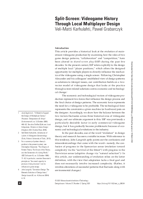 (PDF) Split-Screen: Videogame History Through Local Multiplayer Design