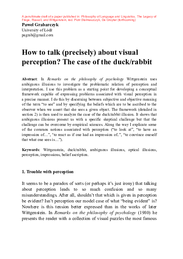 (PDF) How to Talk (Precisely) about Visual Perception? The Case of the ...