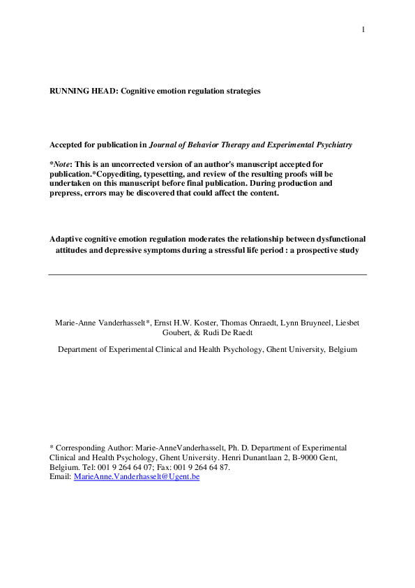 (PDF) Adaptive cognitive emotion regulation moderates the relationship ...