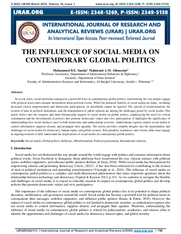 (PDF) The Influence of Social Media on Contemporary Global Politics