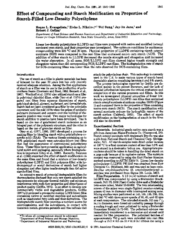 (PDF) Effect of compounding and starch modification on properties of ...