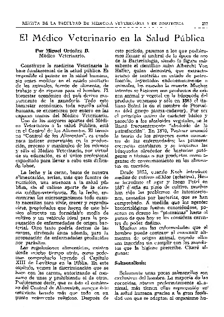 (PDF) El Médico Veterinario en la Salud Pública