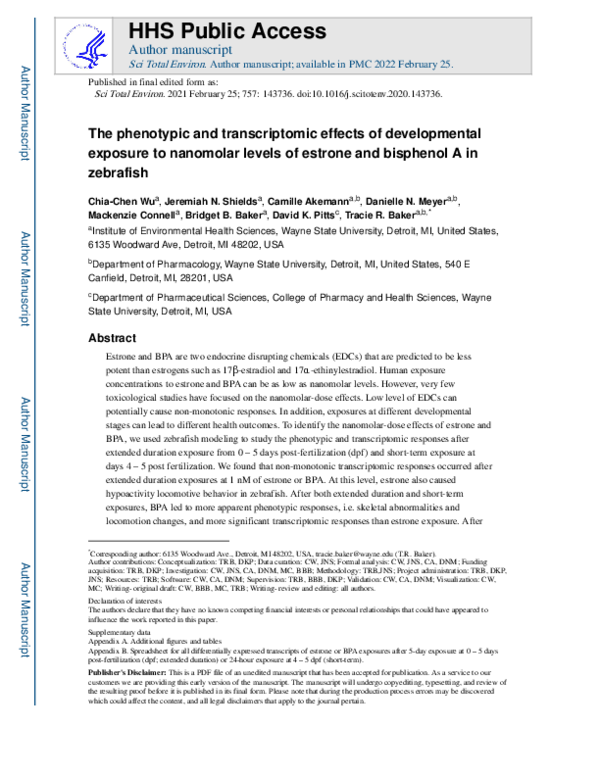 (PDF) The phenotypic and transcriptomic effects of developmental ...