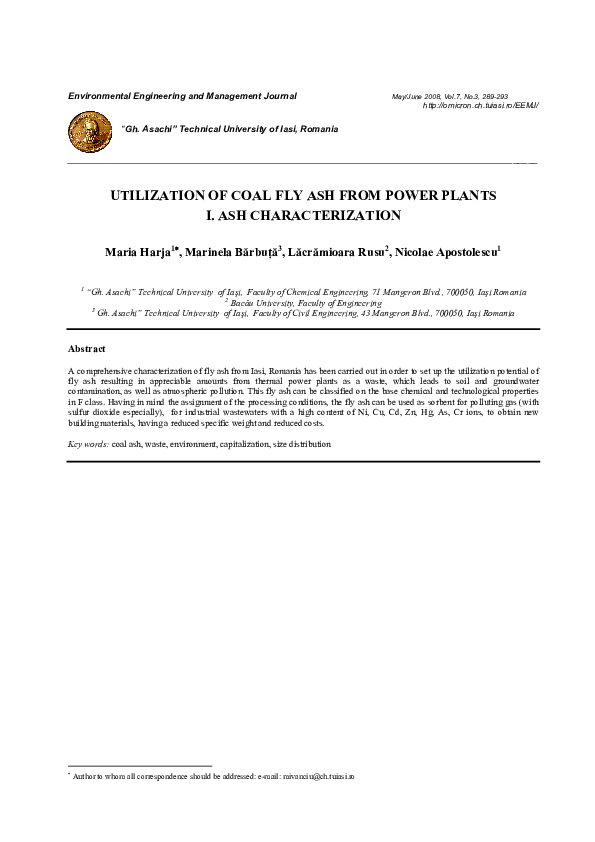(PDF) Utilization of Coal Fly Ash from Power Plants - I. Ash ...