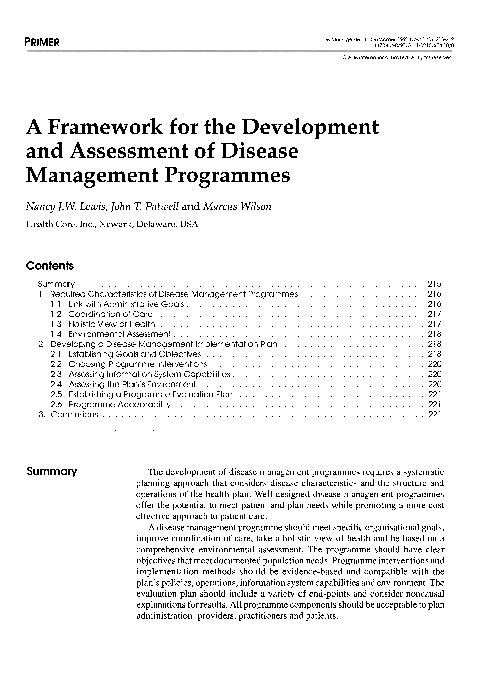 (PDF) A Framework for the Development and Assessment of Disease ...