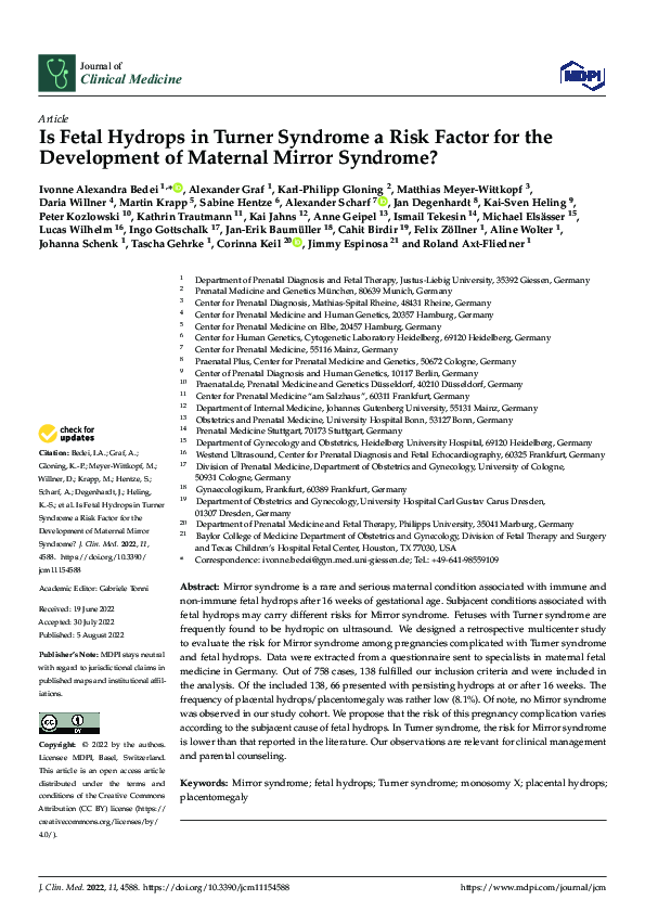 (PDF) Is Fetal Hydrops in Turner Syndrome a Risk Factor for the