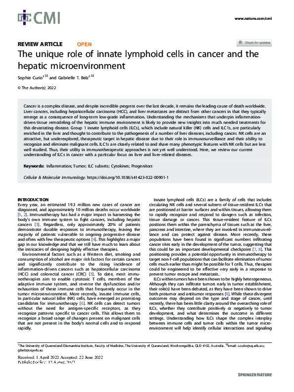 (PDF) The unique role of innate lymphoid cells in cancer and the ...