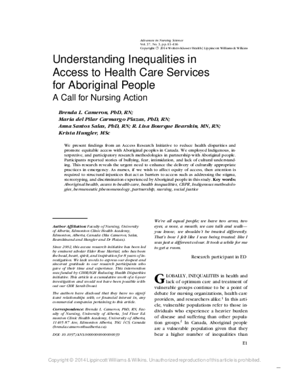 (PDF) Understanding Inequalities in Access to Health Care Services for ...