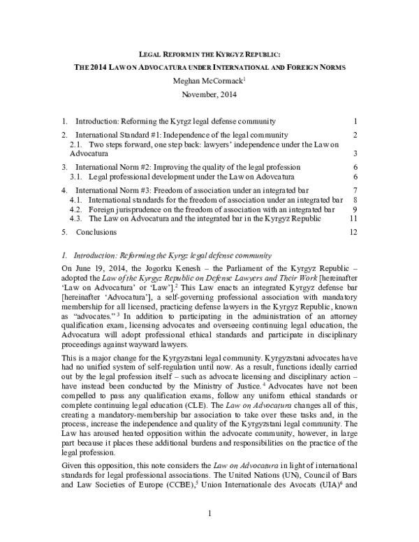 (PDF) Legal Reform in the Kyrgyz Republic
