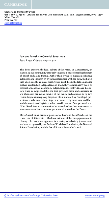 (PDF) Law and Identity in Colonial South Asia