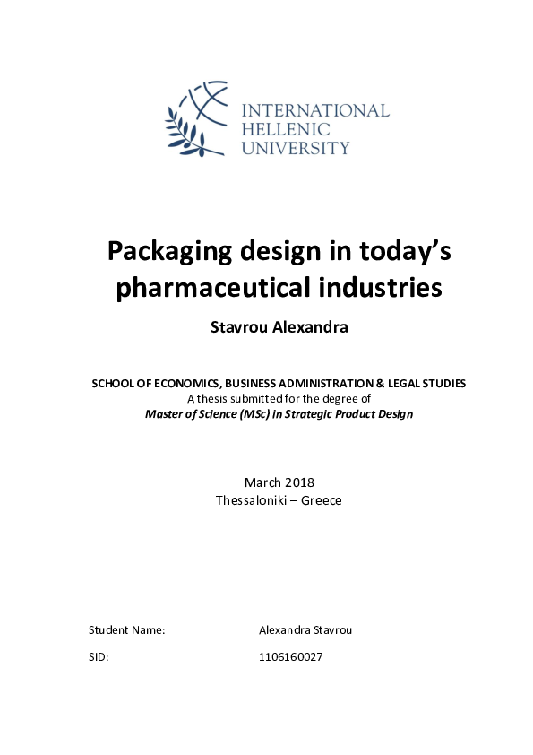 (PDF) Packaging design in today’s pharmaceutical industries