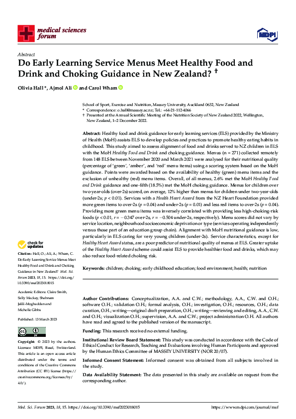 (PDF) Do Early Learning Service Menus Meet Healthy Food and Drink and ...