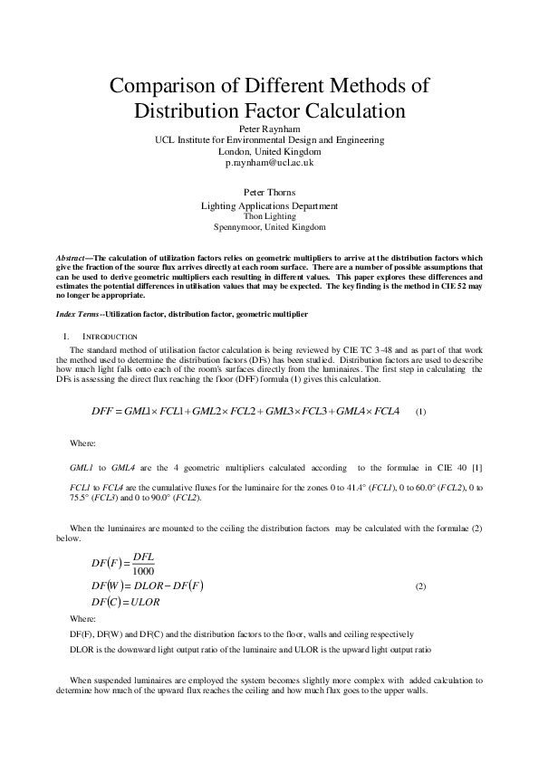 (PDF) Comparison of Different Methods of Distribution Factor Calculation