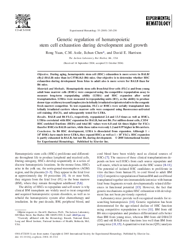 (PDF) Genetic regulation of hematopoietic stem cell exhaustion during ...