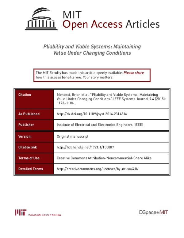 (PDF) Pliability and Viable Systems: Maintaining Value Under Changing ...