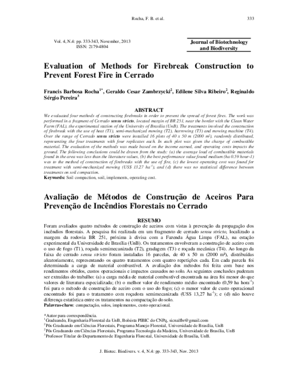 (PDF) Evaluation of Methods for Firebreak Construction to Prevent ...