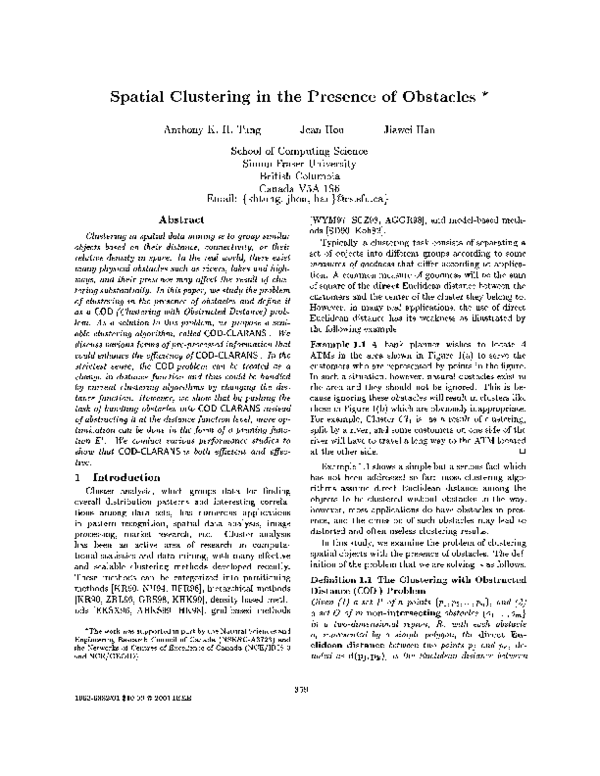 (PDF) Spatial clustering in the presence of obstacles