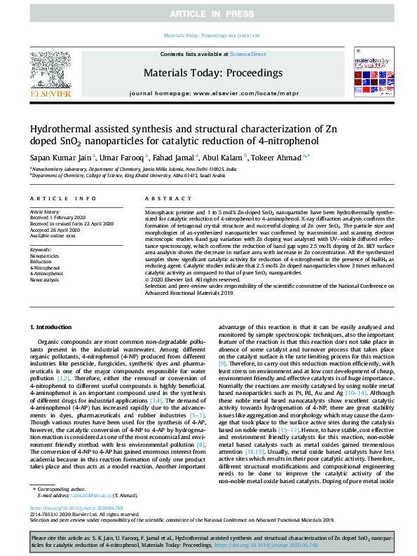 (PDF) Hydrothermal assisted synthesis and structural characterization ...