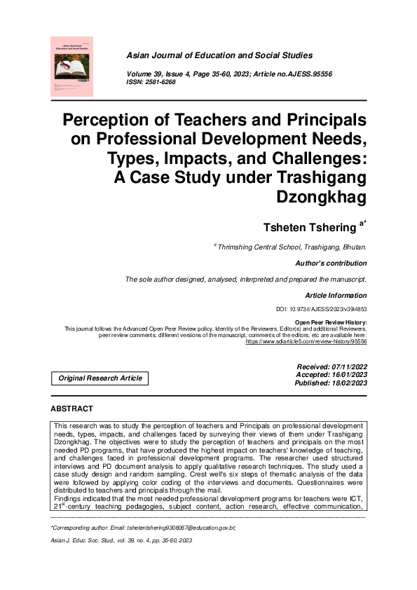 (PDF) Perception of Teachers and Principals on Professional Development ...