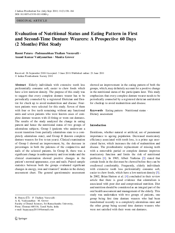 (PDF) Evaluation of Nutritional Status and Eating Pattern in First and ...