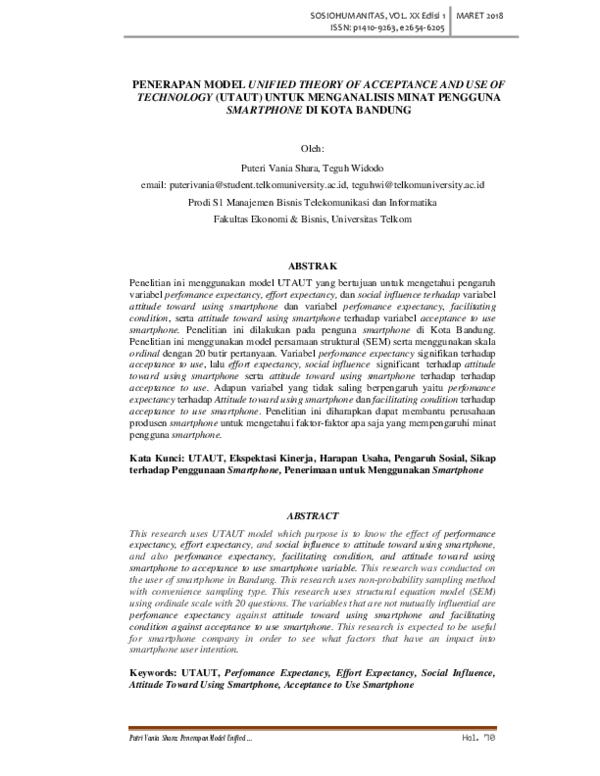 (PDF) Penerapan Model Unified Theory of Acceptance and Use of ...