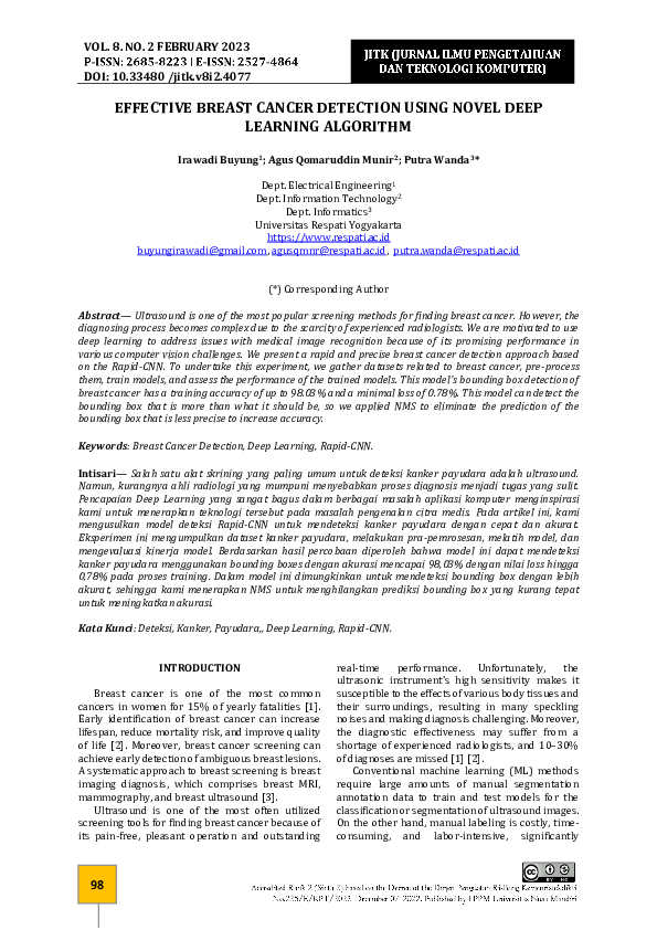 (PDF) Effective Breast Cancer Detection using Novel Deep Learning Algorithm