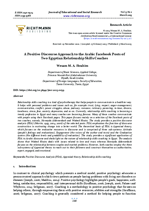 (PDF) A Positive Discourse Approach to the Arabic Facebook Posts of Two ...