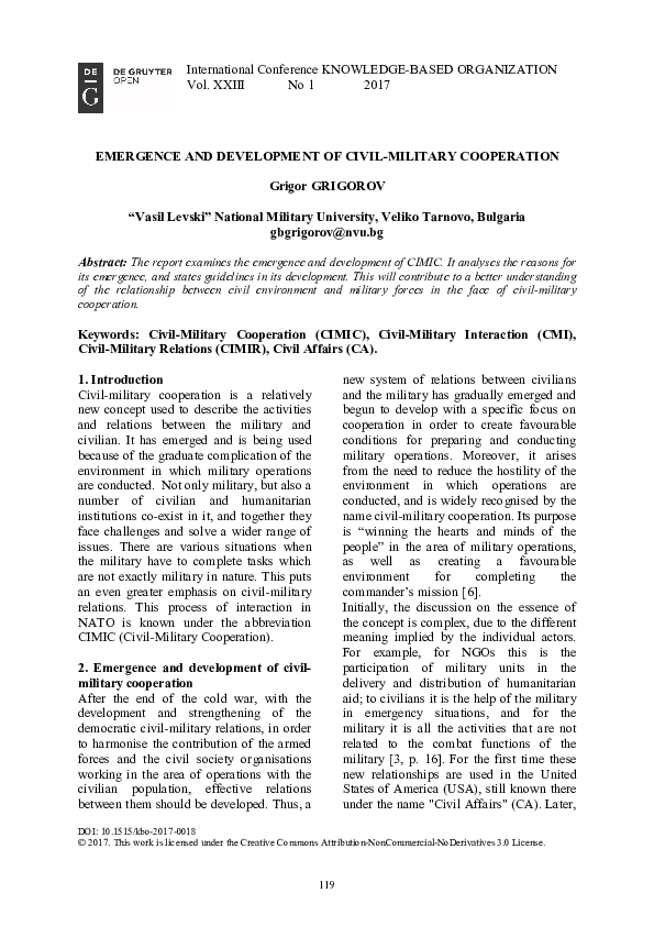 (PDF) Emergence and Development of Civil-Military Cooperation