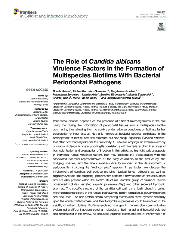 (PDF) The Role of Candida albicans Virulence Factors in the Formation ...