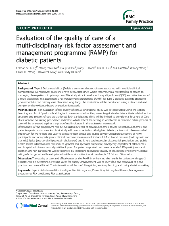 (PDF) Evaluation of the quality of care of a multi-disciplinary risk ...