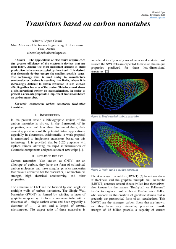 (PDF) Transistors based on carbon nanotubes